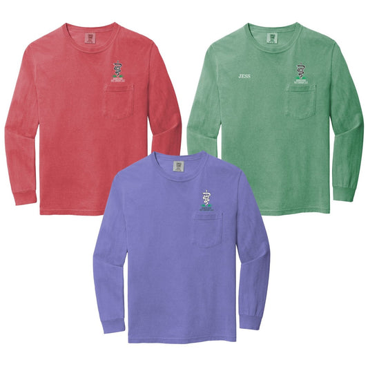 MDV Comfort Colors Beach Wash Long Sleeve Cotton Pocket Tee