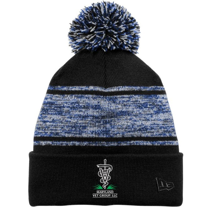 MDV Pom Pom Heather Beanie - Black/Royal