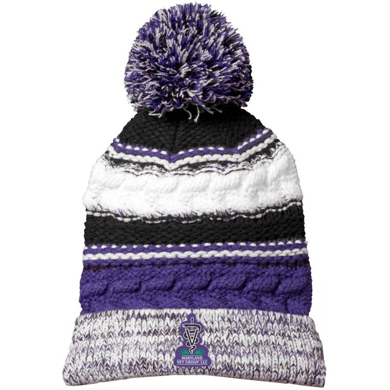 MDV Pom Pom Team Beanie - Purple/Black/White